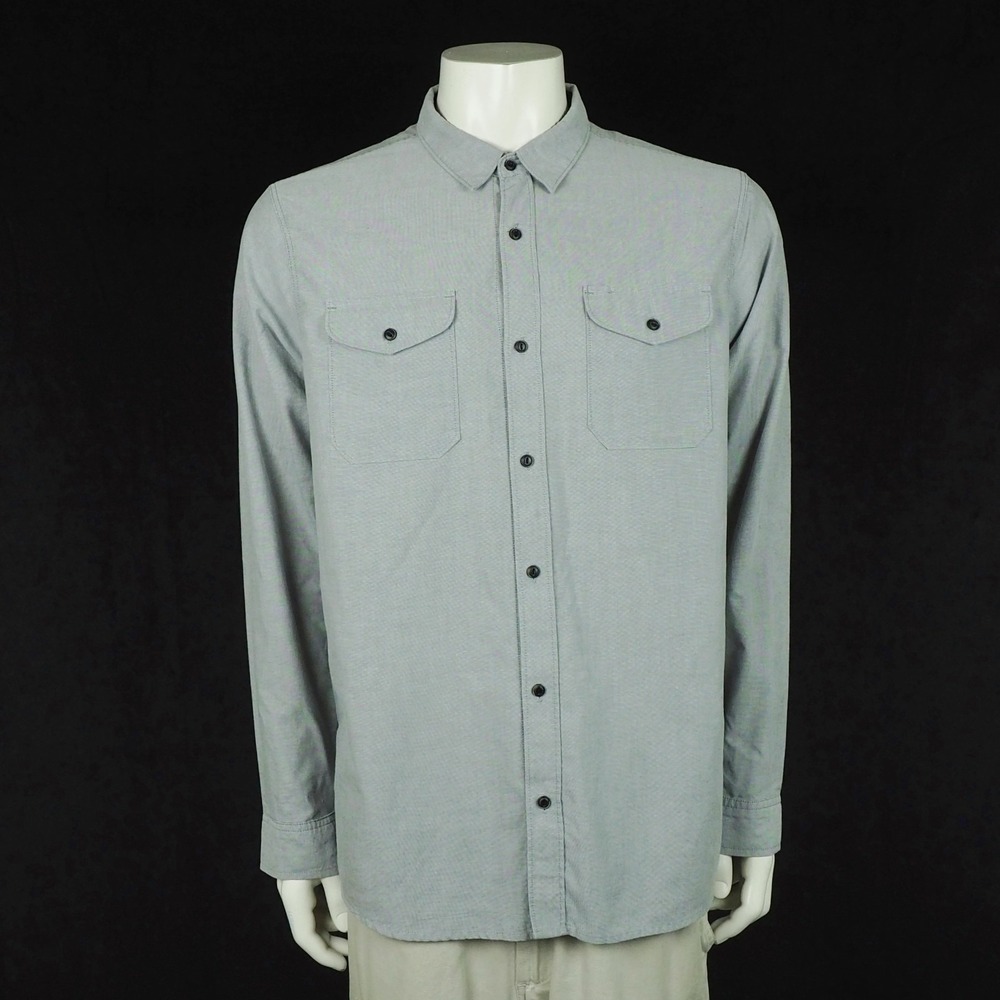 Roark Well Worn Button Down Shirt Mens XL Gray Classic Fit Oxford Cotton Blend